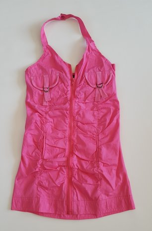 Halterjurk roze/wit mt. 14